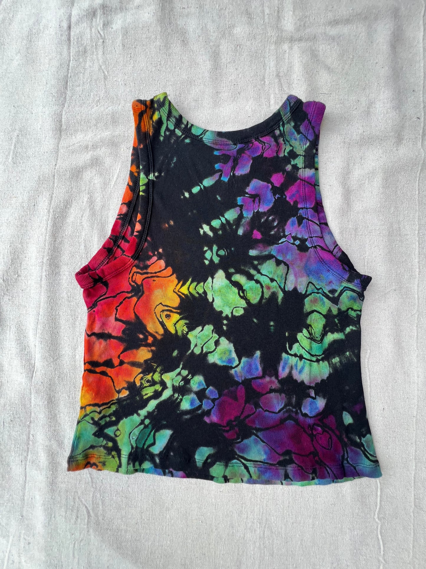 L women's geode rainbow cropped tank