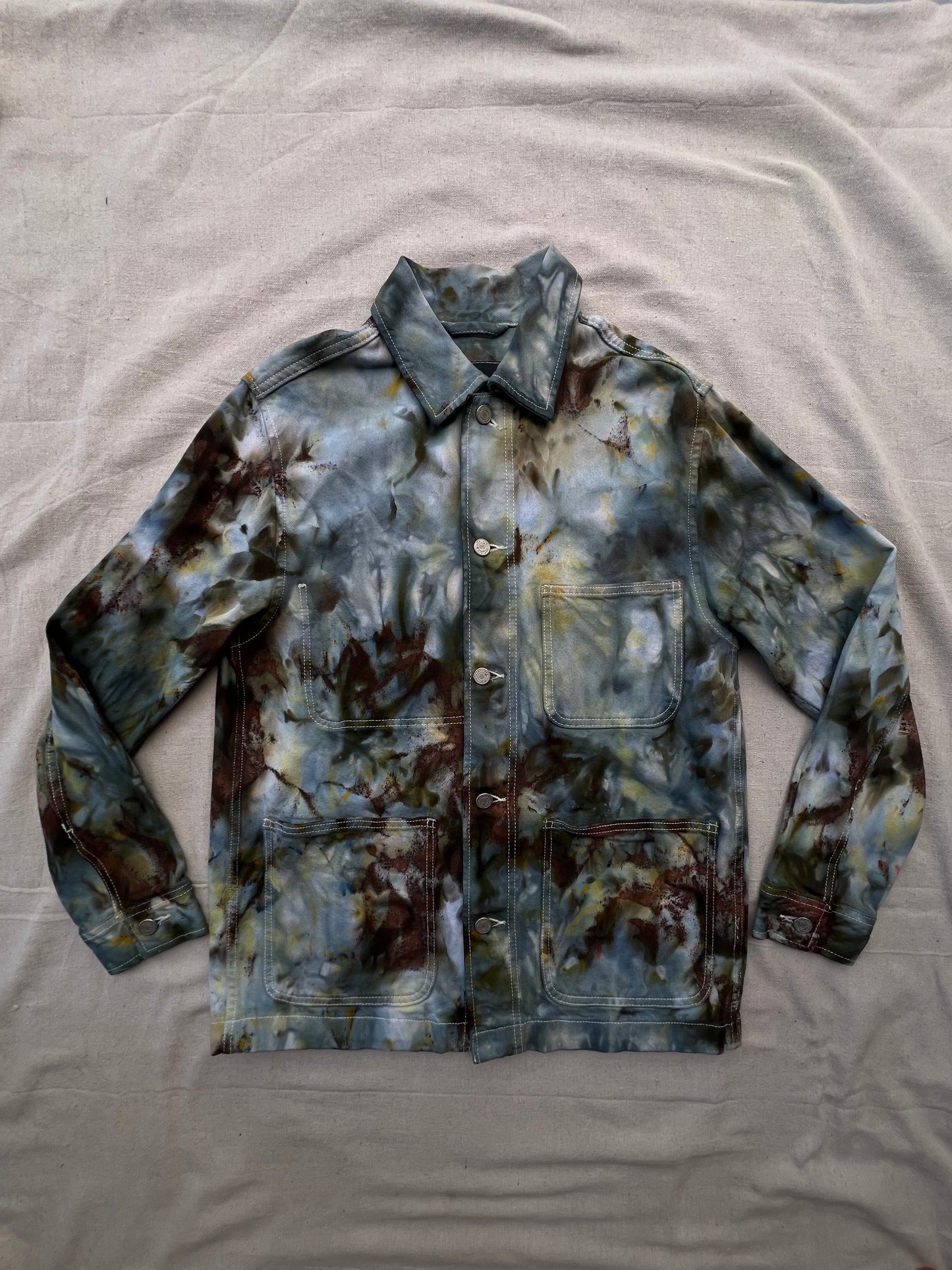 M unisex ice dyed denim chore coat