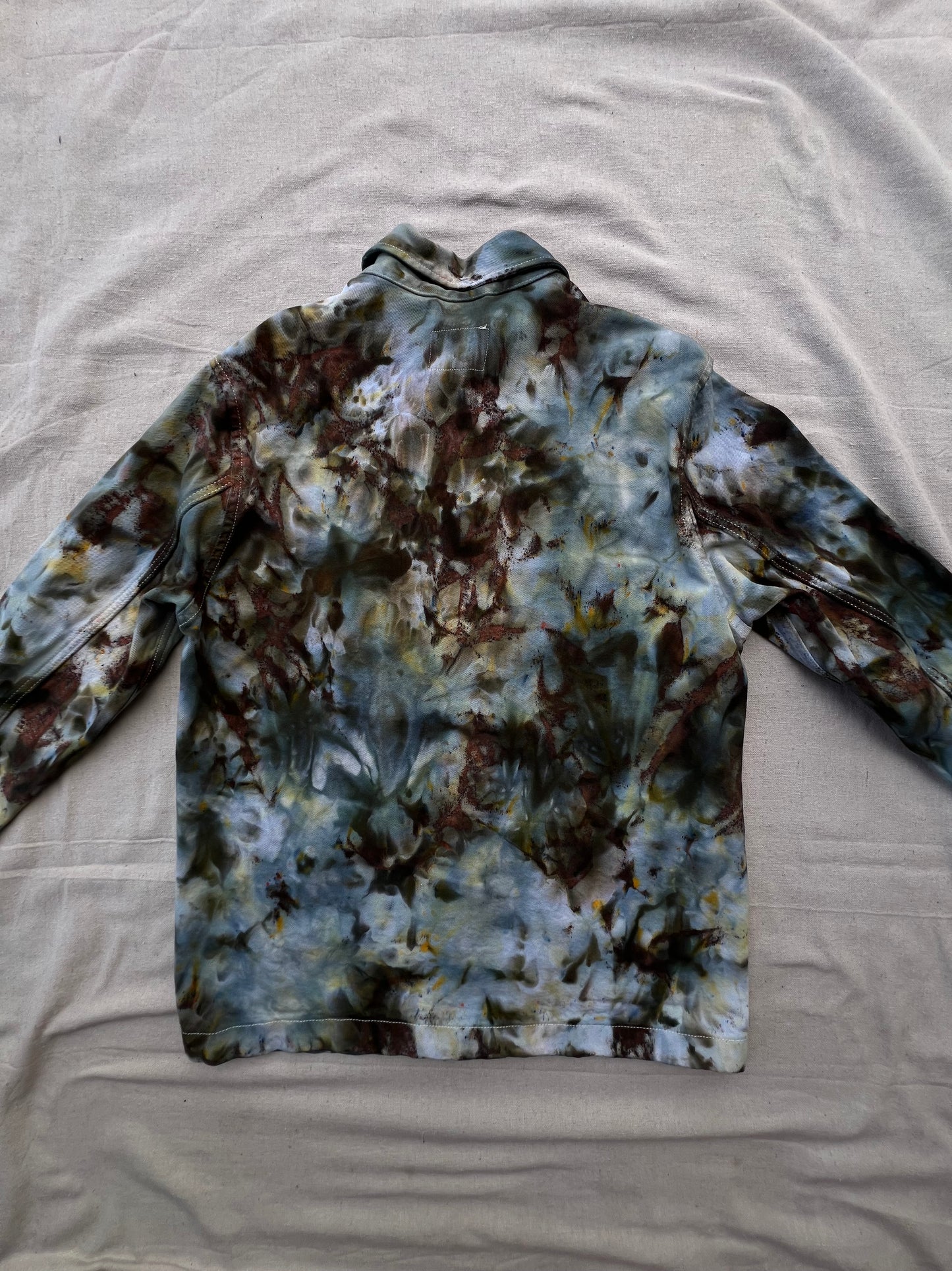 M unisex ice dyed denim chore coat