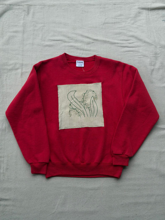 S Lily of the Valley embroidery sweatshirt